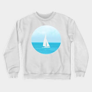 Tranquility - White sailboat Sailing in pretty blue waters Crewneck Sweatshirt